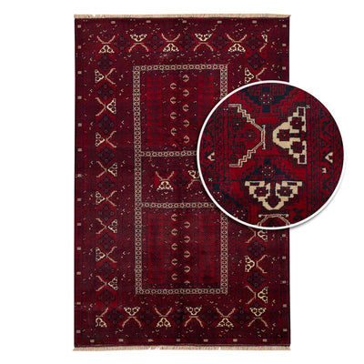 שטיח אפגנן קונדוז 00 אדום 240*153 | Afghan Kunduz Hand-Knotted
