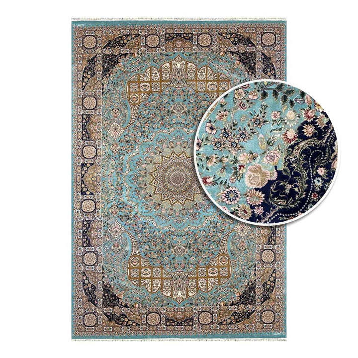 שטיח קום משי 06 טורקיז| QOM