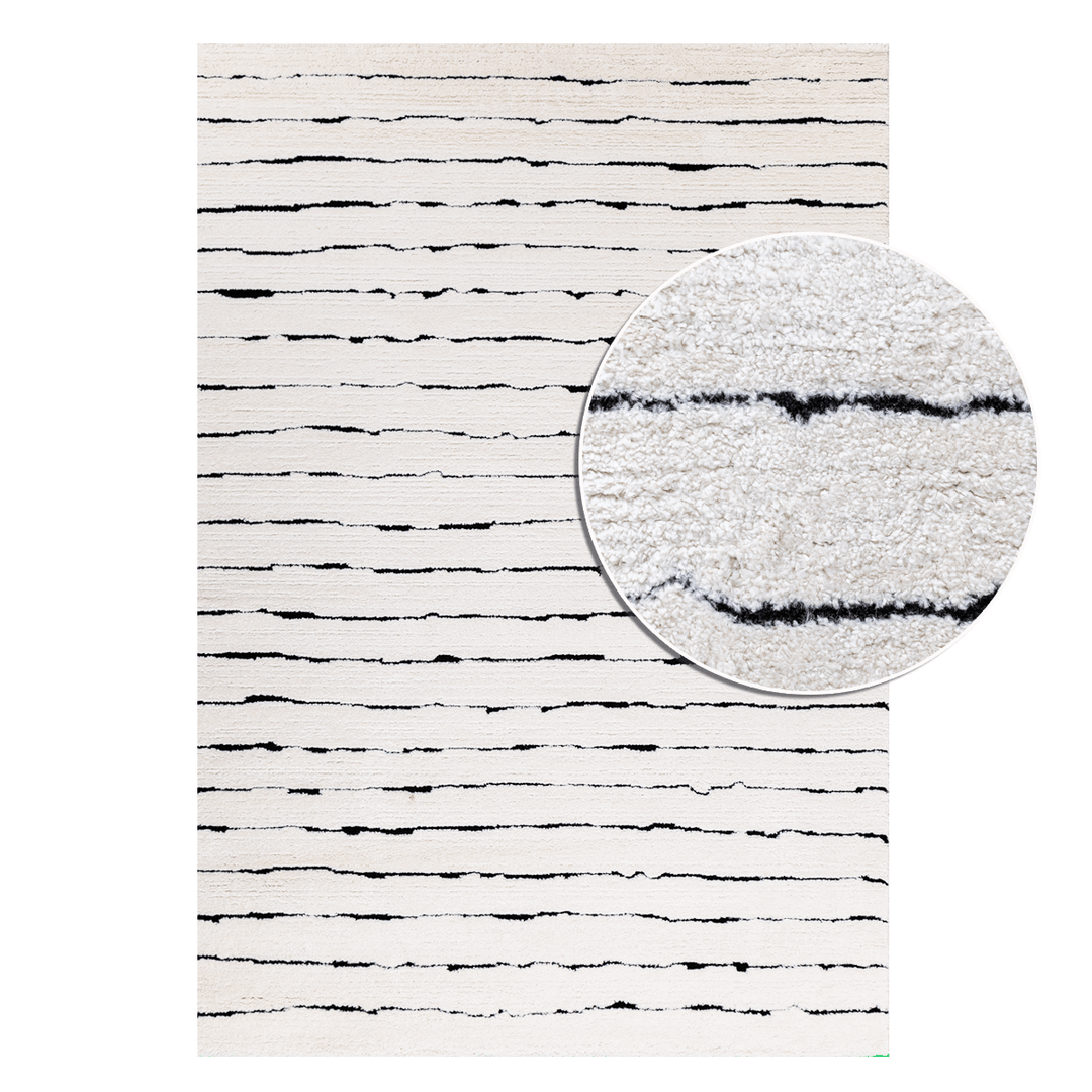 שטיח פנדורה 02 לבן שחור | Pandora
