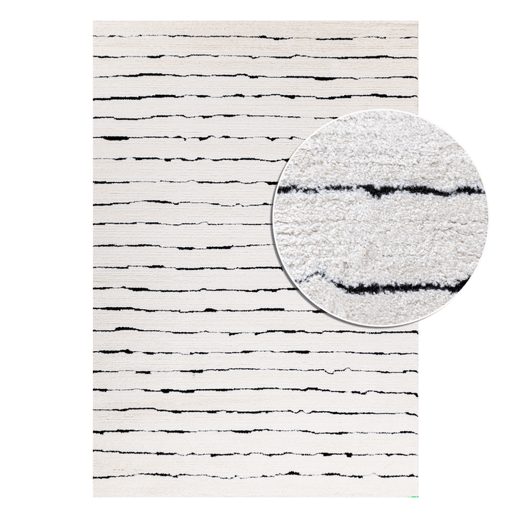שטיח פנדורה 02 לבן שחור | Pandora