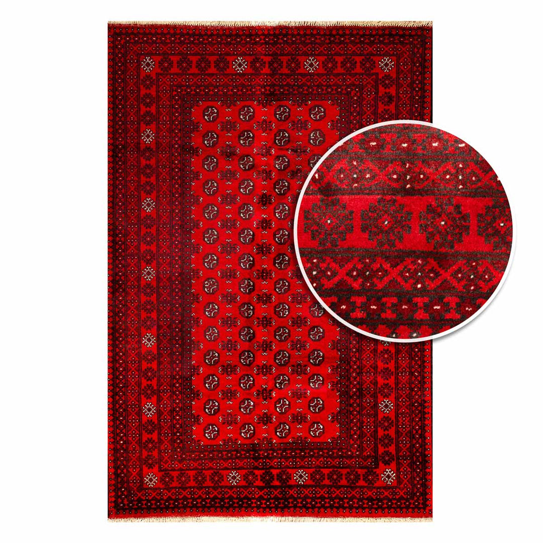 שטיח אפגני בוכרה 00 אדום 244*163 | Bokhara Rug