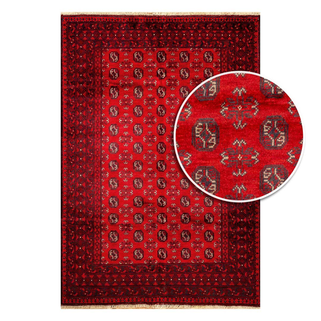 שטיח אפגני בוכרה 00 אדום 239*168 | Bokhara Rug