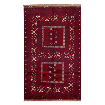 שטיח אפגנן קונדוז 00 אדום 246*151 | Afghan Kunduz Hand-Knotted