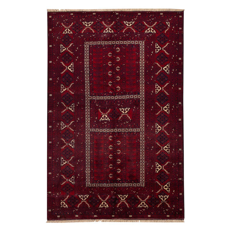 שטיח אפגנן קונדוז 00 אדום 240*153 | Afghan Kunduz Hand-Knotted