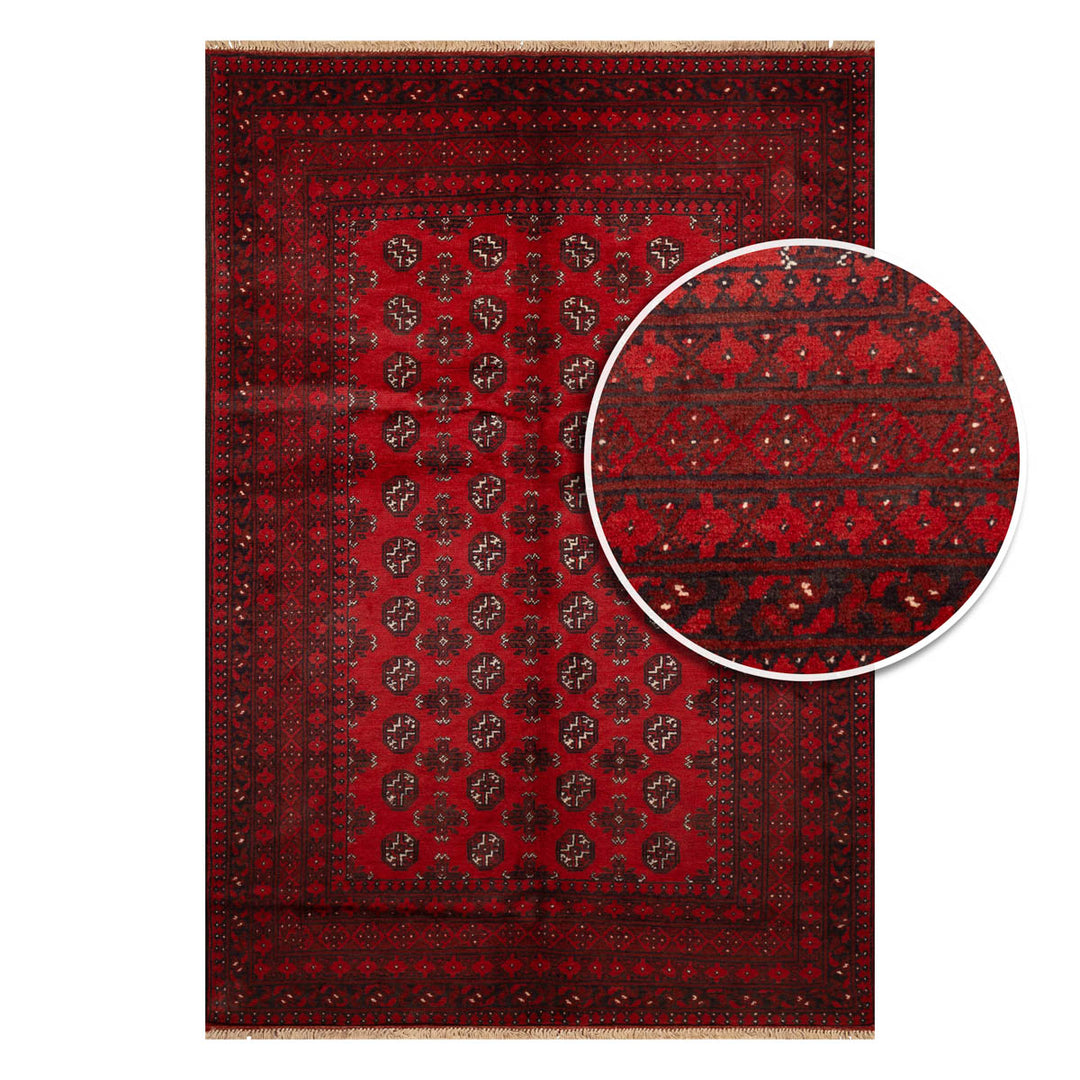 שטיח אפגני בוכרה 00 אדום 242 *166 | Bokhara Rug
