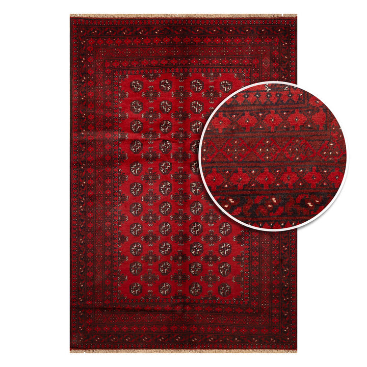 שטיח אפגני בוכרה 00 אדום 242 *166 | Bokhara Rug