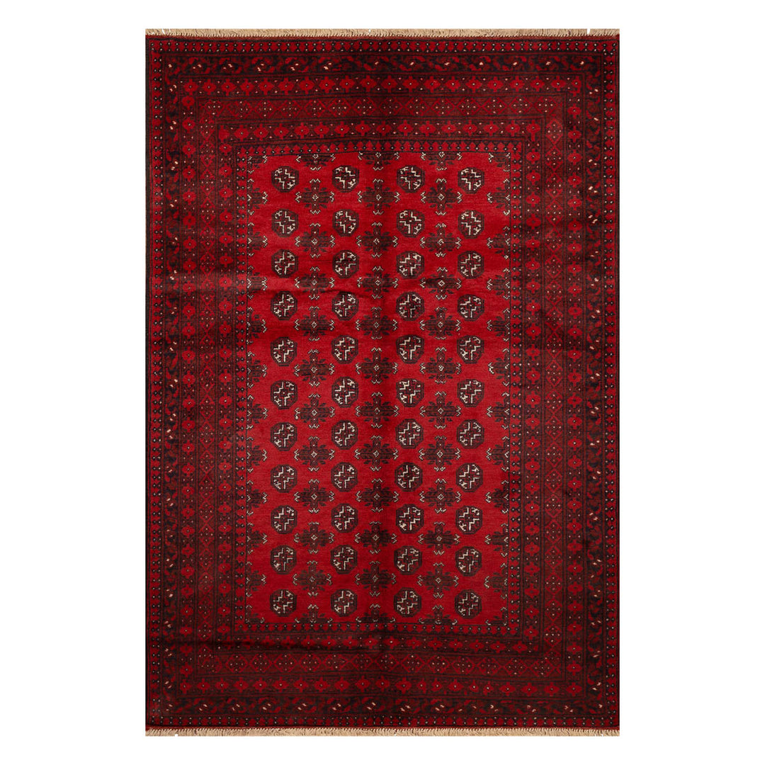 שטיח אפגני בוכרה 00 אדום 242 *166 | Bokhara Rug