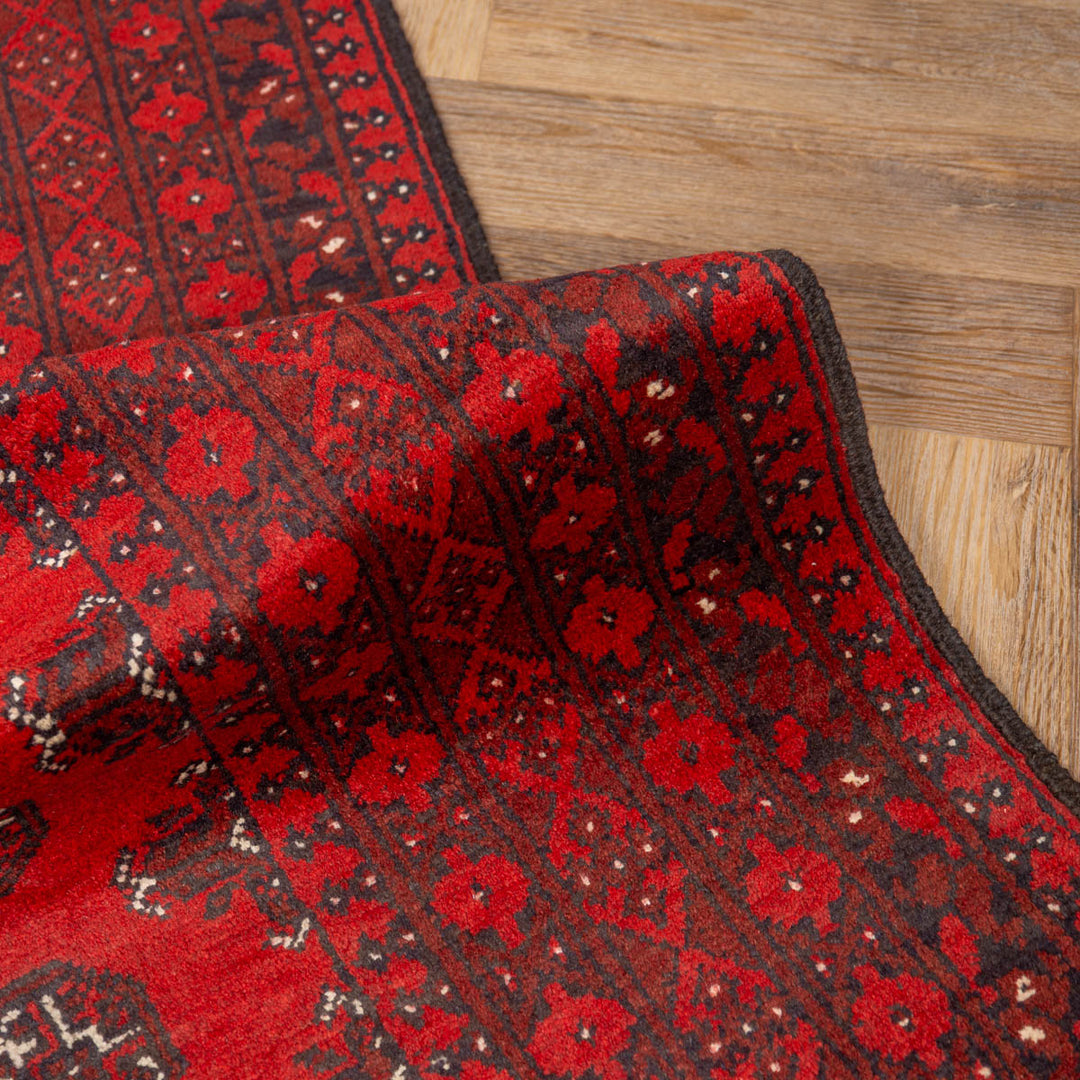 שטיח אפגני בוכרה 00 אדום 242 *166 | Bokhara Rug