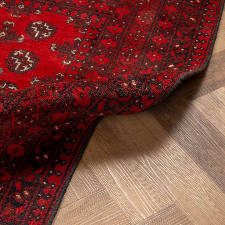 שטיח אפגני בוכרה 00 אדום 242 *166 | Bokhara Rug