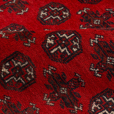 שטיח אפגני בוכרה 00 אדום 242 *166 | Bokhara Rug