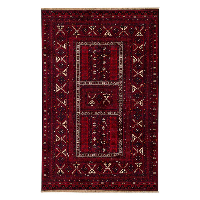 שטיח אפגנן קונדוז 00 אדום 246*159 | Afghan Kunduz Hand-Knotted