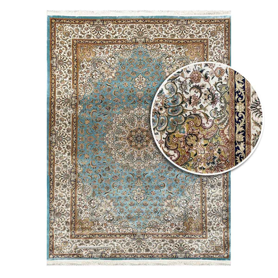 שטיח קום משי 07 טורקיז | QOM