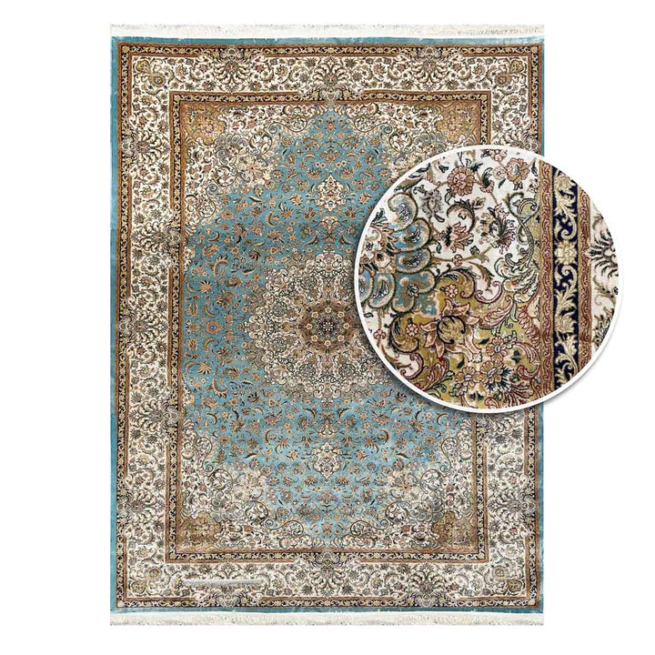 שטיח קום משי 07 טורקיז | QOM