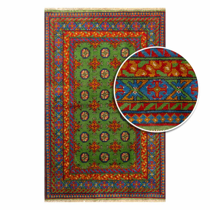 שטיח אפגני בוכרה 00 ירוק 185*119 | Bokhara Rug