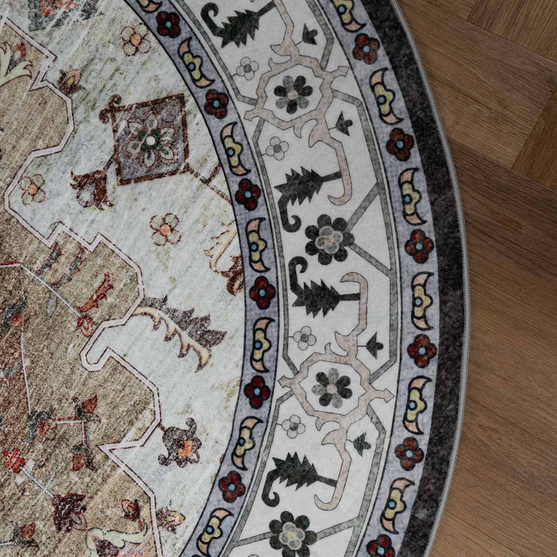 שטיח רחיץ מלטה 04 עגול צבעוני | Malta Washable Rug