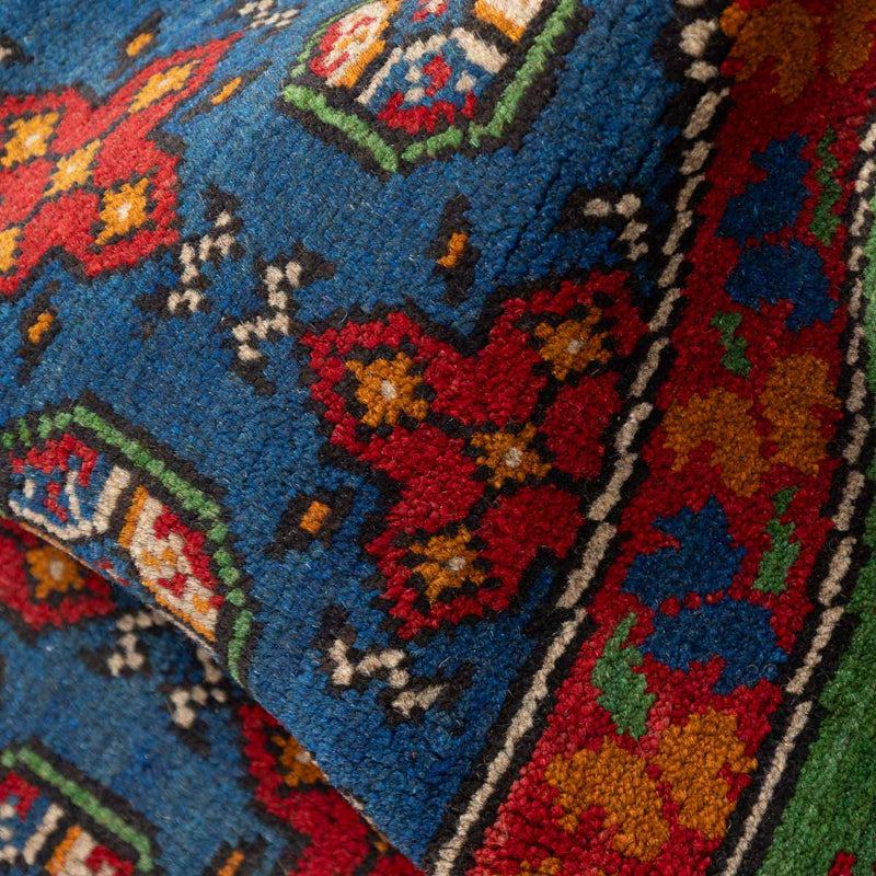 שטיח אפגני בוכרה עגול 00 אדום/כחול 150*150 | Bokhara Rug