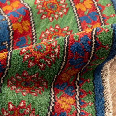 שטיח אפגני בוכרה עגול 00 אדום/כחול 150*150 | Bokhara Rug