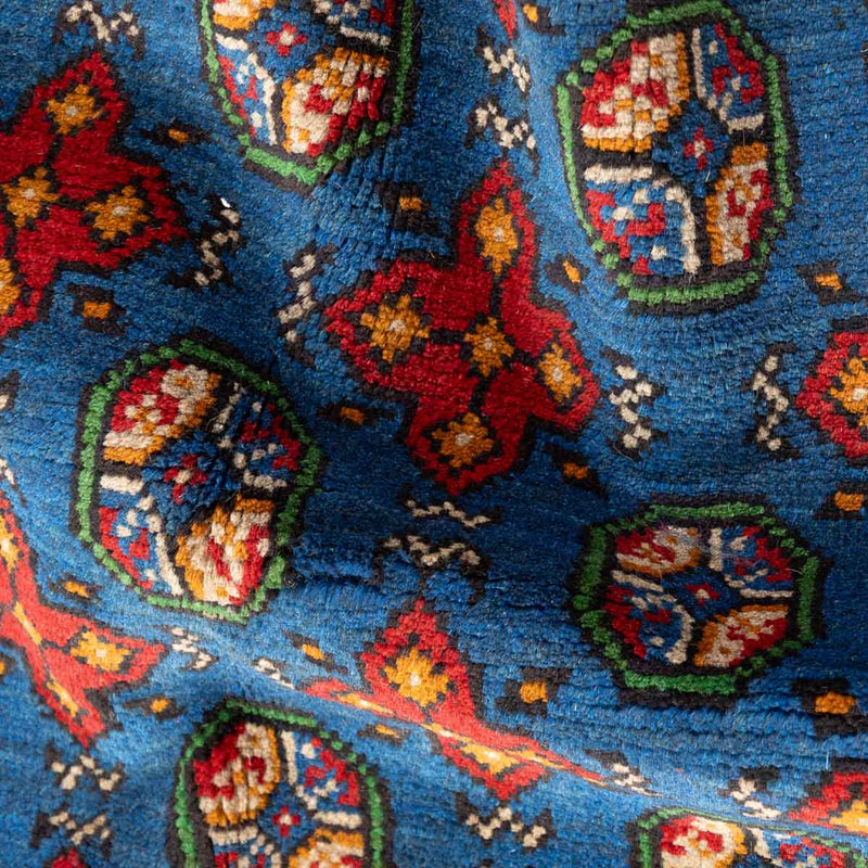 שטיח אפגני בוכרה עגול 00 אדום/כחול 150*150 | Bokhara Rug