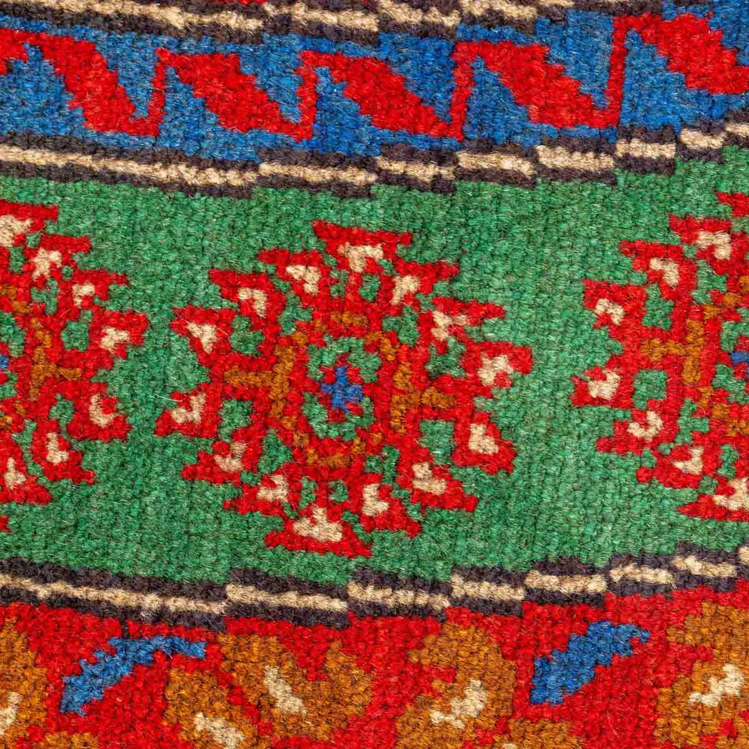 שטיח אפגני בוכרה עגול 00 אדום/כחול 195*194 | Bokhara Rug