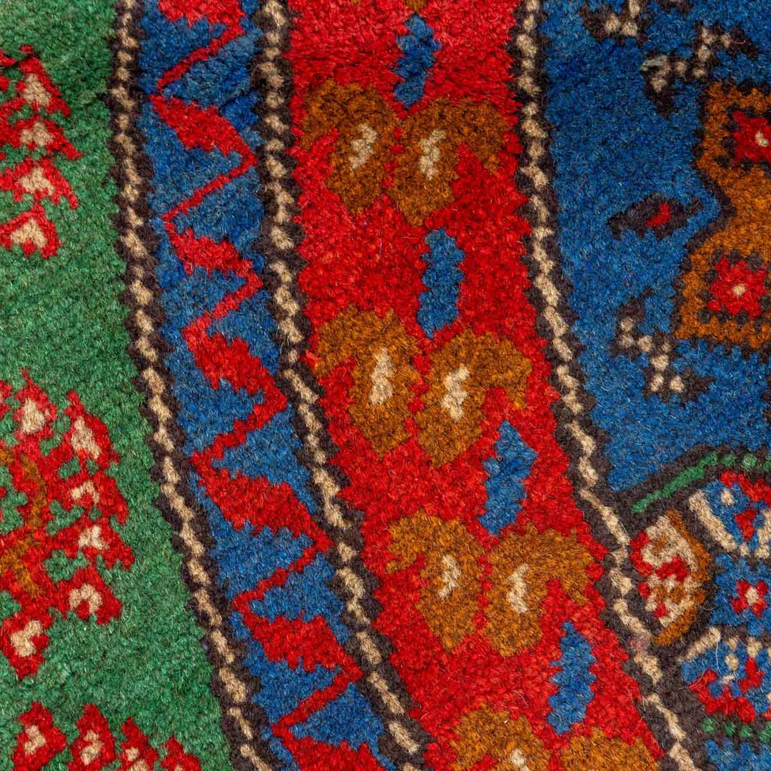שטיח אפגני בוכרה עגול 00 אדום/כחול 195*194 | Bokhara Rug