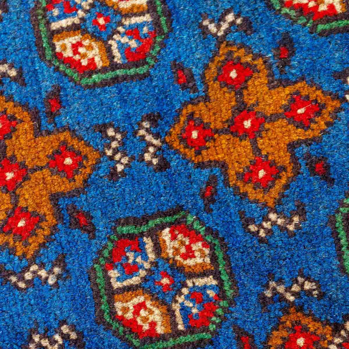 שטיח אפגני בוכרה עגול 00 אדום/כחול 195*194 | Bokhara Rug