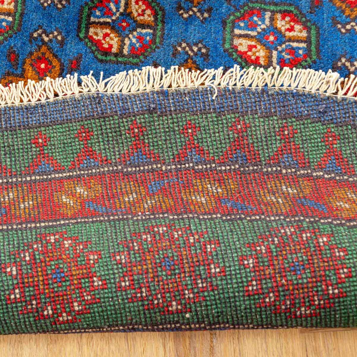 שטיח אפגני בוכרה עגול 00 אדום/כחול 195*194 | Bokhara Rug