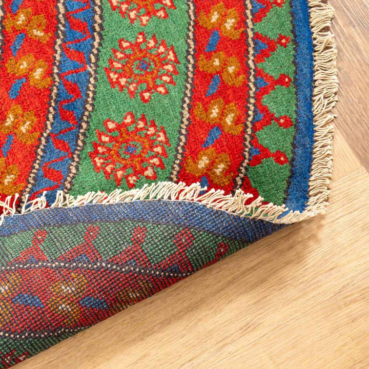 שטיח אפגני בוכרה עגול 00 אדום/כחול 195*194 | Bokhara Rug