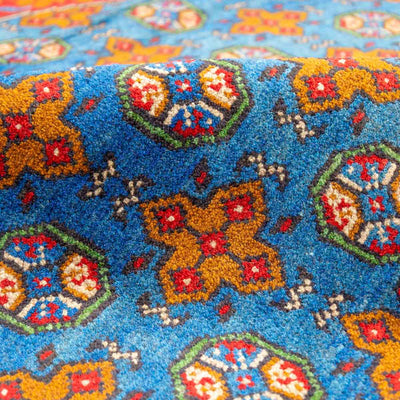 שטיח אפגני בוכרה עגול 00 אדום/כחול 199*197 | Bokhara Rug