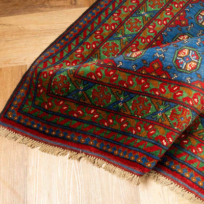 שטיח אפגני בוכרה 00 כחול 198*151 | Bokhara Rug