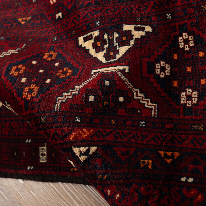 שטיח אפגנן קונדוז 00 אדום 242*165 | Afghan Kunduz Hand-Knotted