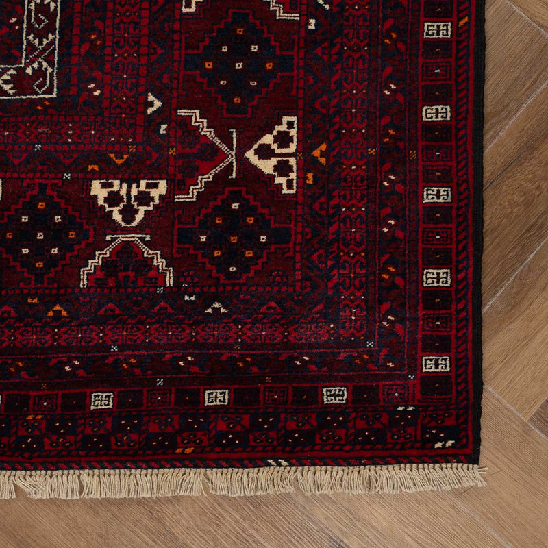 שטיח אפגנן קונדוז 00 אדום 246*159 | Afghan Kunduz Hand-Knotted