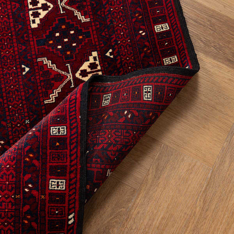 שטיח אפגנן קונדוז 00 אדום 246*159 | Afghan Kunduz Hand-Knotted
