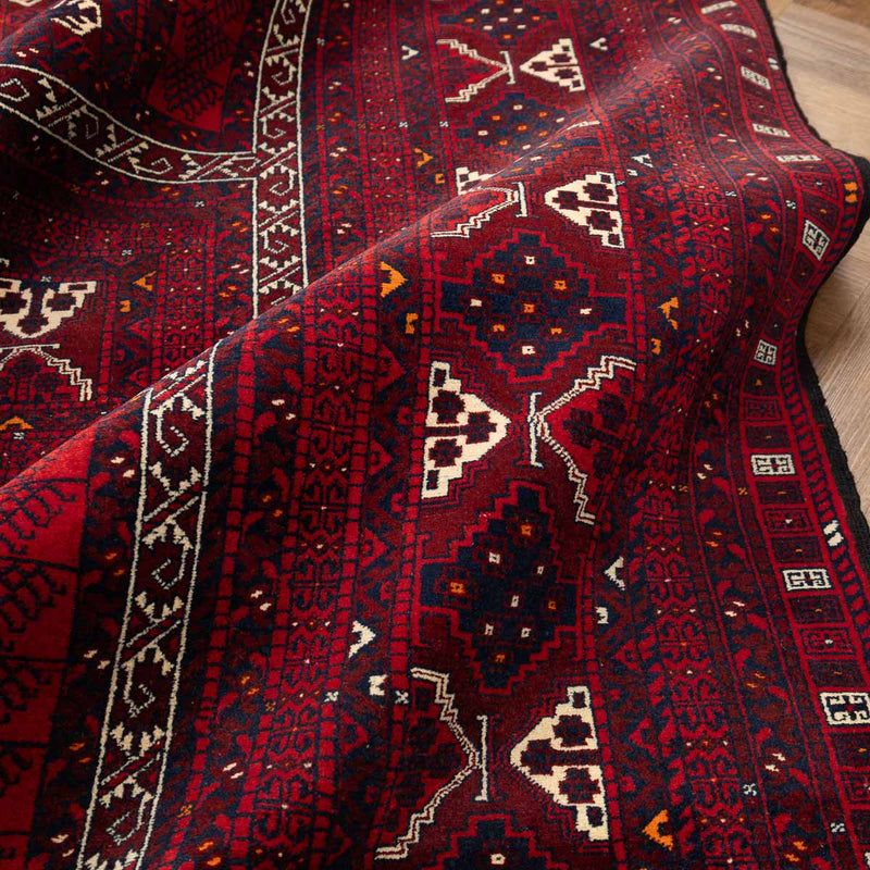 שטיח אפגנן קונדוז 00 אדום 246*159 | Afghan Kunduz Hand-Knotted