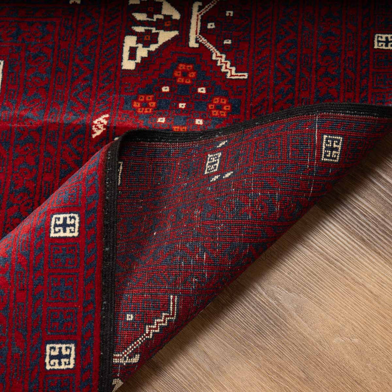 שטיח אפגנן קונדוז 00 אדום 246*151 | Afghan Kunduz Hand-Knotted