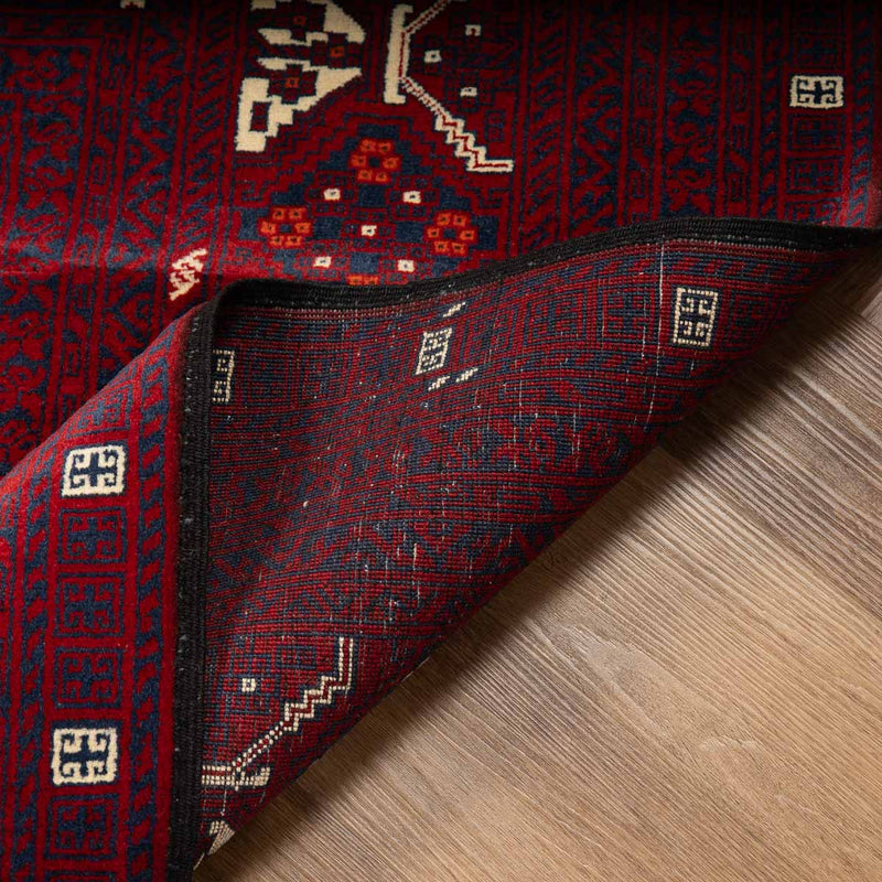 שטיח אפגנן קונדוז 00 אדום 246*151 | Afghan Kunduz Hand-Knotted