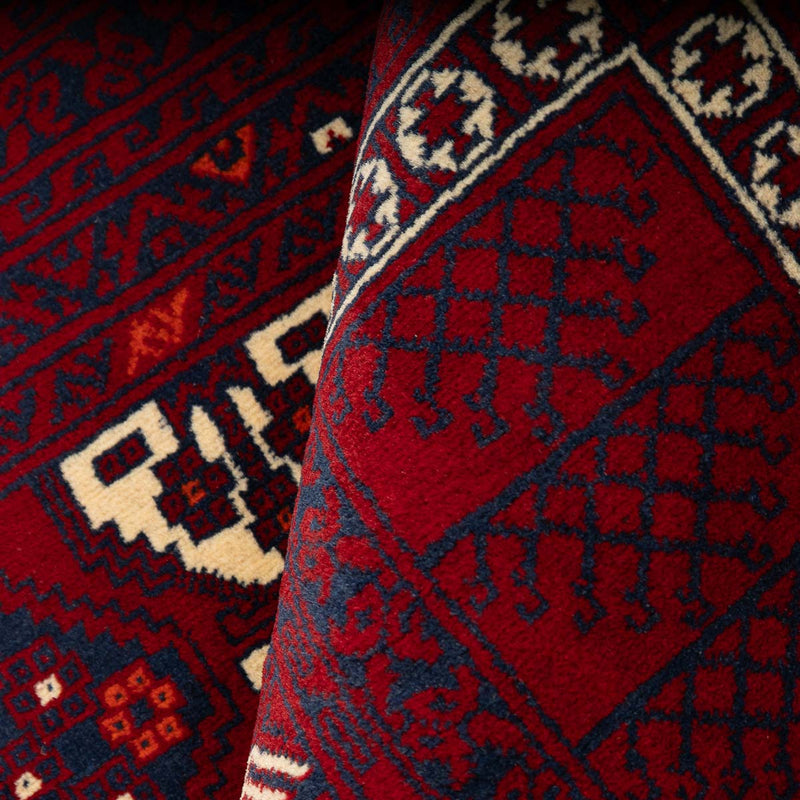 שטיח אפגנן קונדוז 00 אדום 246*151 | Afghan Kunduz Hand-Knotted