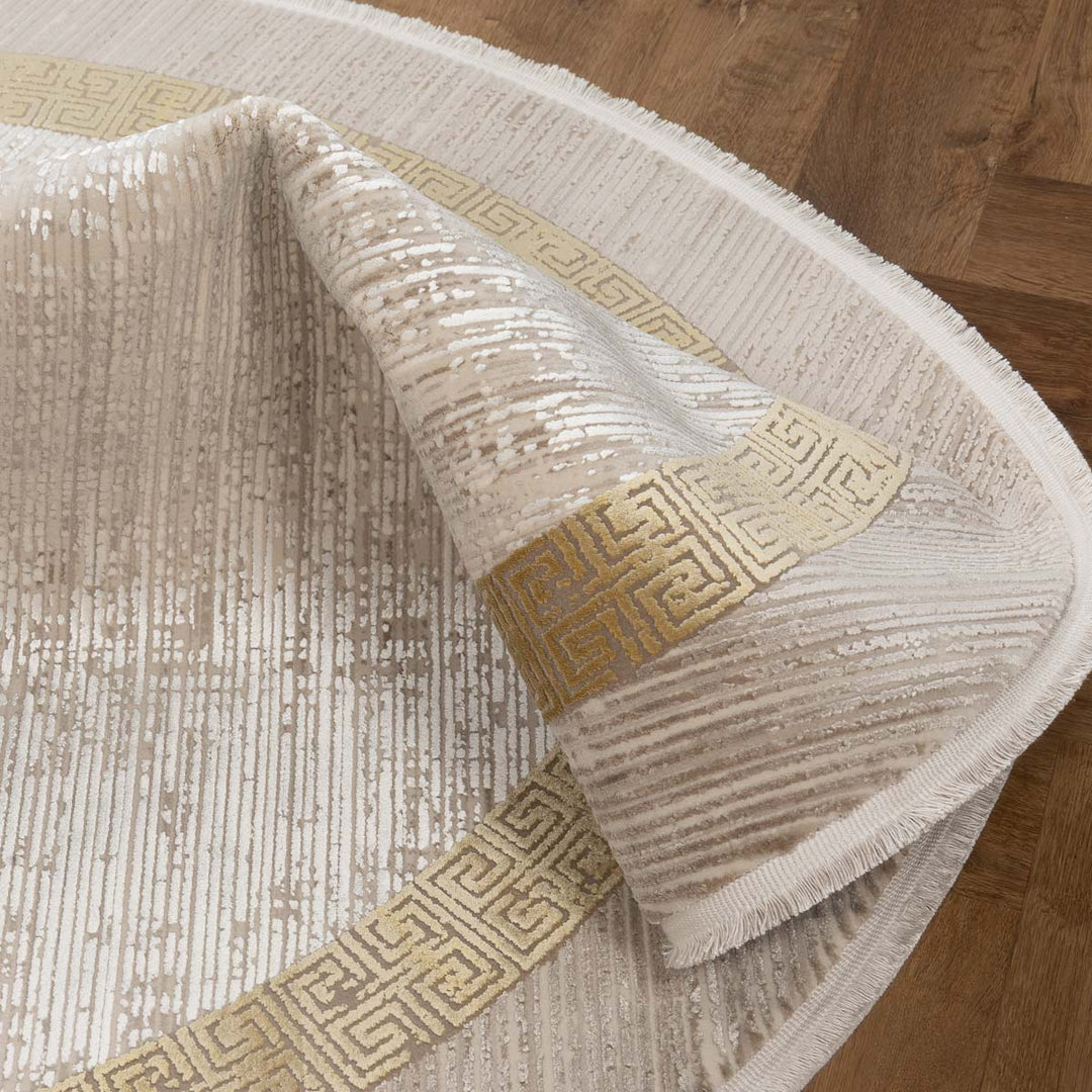 שטיח נול בוטיק 21 בז'\זהב עגול | Nool boutique