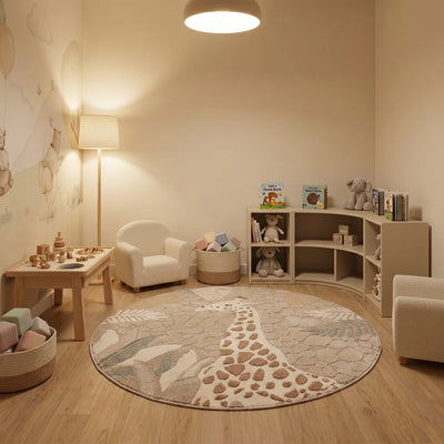 שטיח ג'ירף 01 אפור עגול, Cozy Evening Mood, styled props.