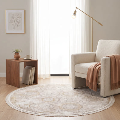 שטיח נול בוטיק 43 בז' עגול | Nool boutique, Dreamy Morning Glow, styled props.