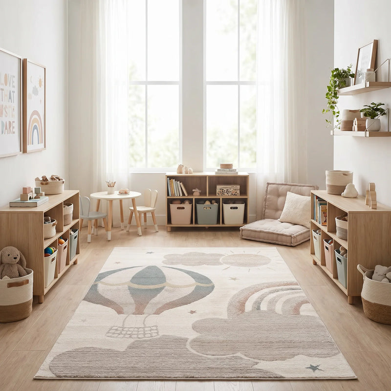 שטיח כדור פורח 01 קרם, Dreamy Morning Glow, styled props.