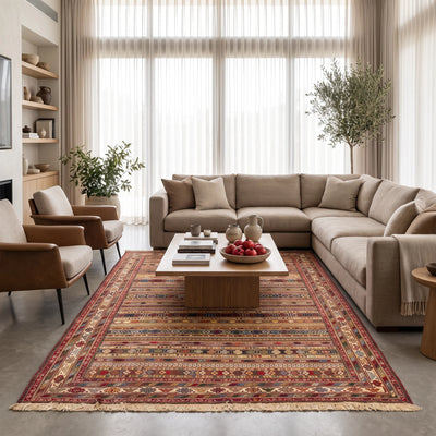 שטיח סומק פרסי 00 צבעוני 291*196 | Persian Sumak, Dreamy Morning Glow, styled props.