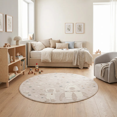 שטיח אסטרונאוט 01 קרם עגול, Dreamy Morning Glow, styled props.