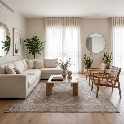 שטיח הריטאז' 19 אפרסק/אפור | Heritage, Dreamy Morning Glow, styled props.