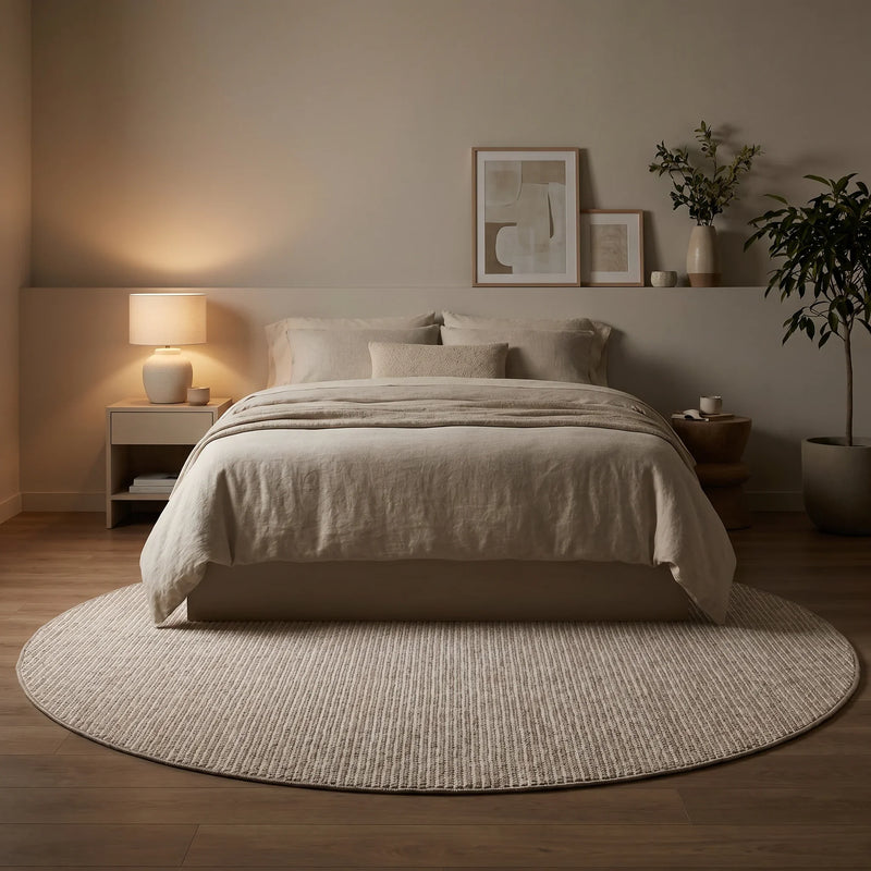 שטיח לופס 01 אפור\קרם עגול | Loops, Cozy Evening Mood, styled props.