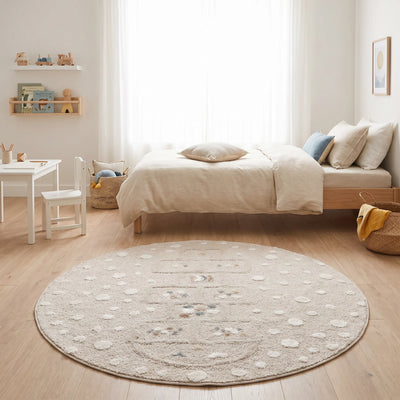 שטיח קלאס 01 קרם עגול, Dreamy Morning Glow, styled props.