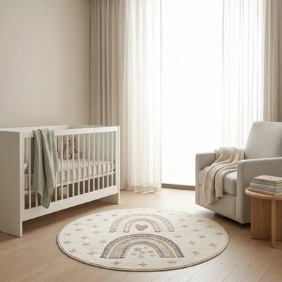 שטיח קשתות 01 קרם עגול, Dreamy Morning Glow, styled props.