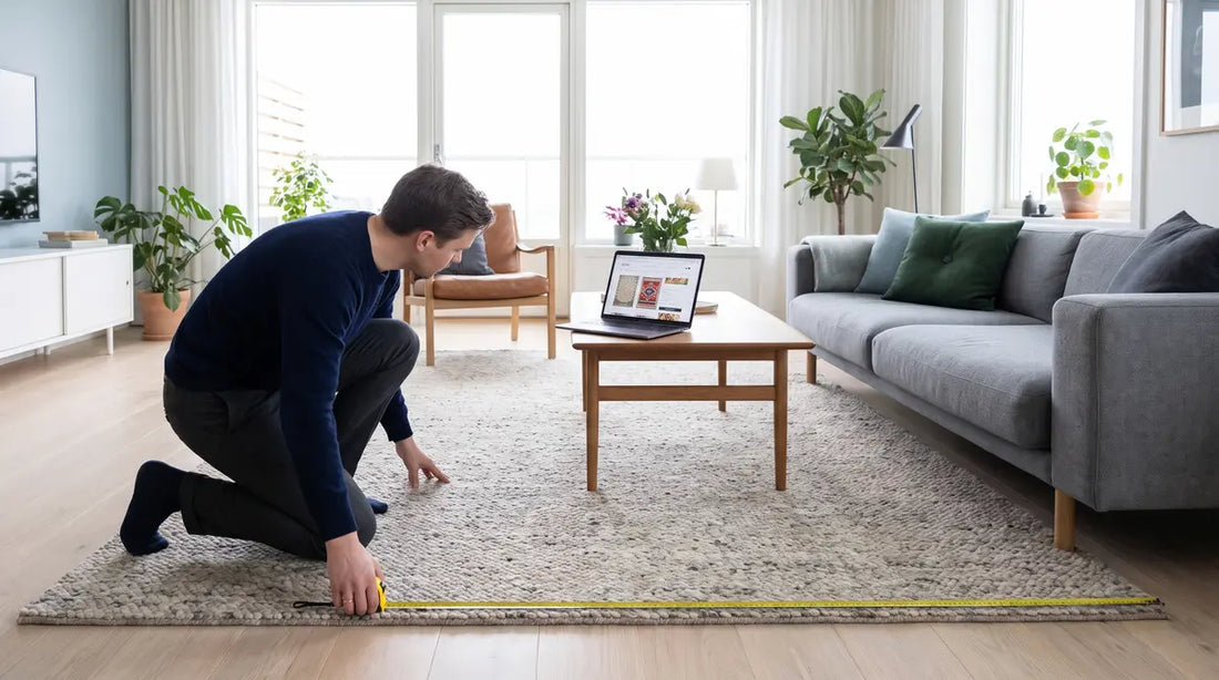 סלון מודרני עם שטיח גדול ונכון בגודל