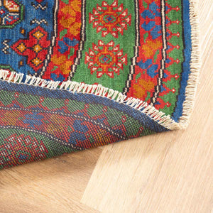 שטיח אפגני בוכרה עגול 00 אדום/כחול 150*146 | Bokhara Rug