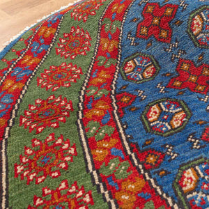 שטיח אפגני בוכרה עגול 00 אדום/כחול 145*143 | Bokhara Rug