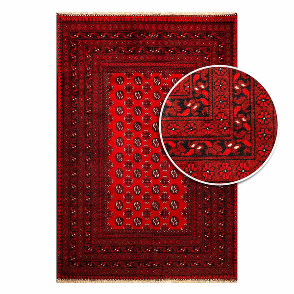 שטיח אפגני בוכרה 00 אדום 240*162 | Bokhara Rug